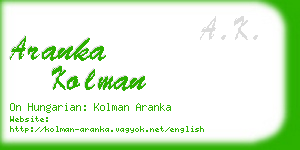 aranka kolman business card